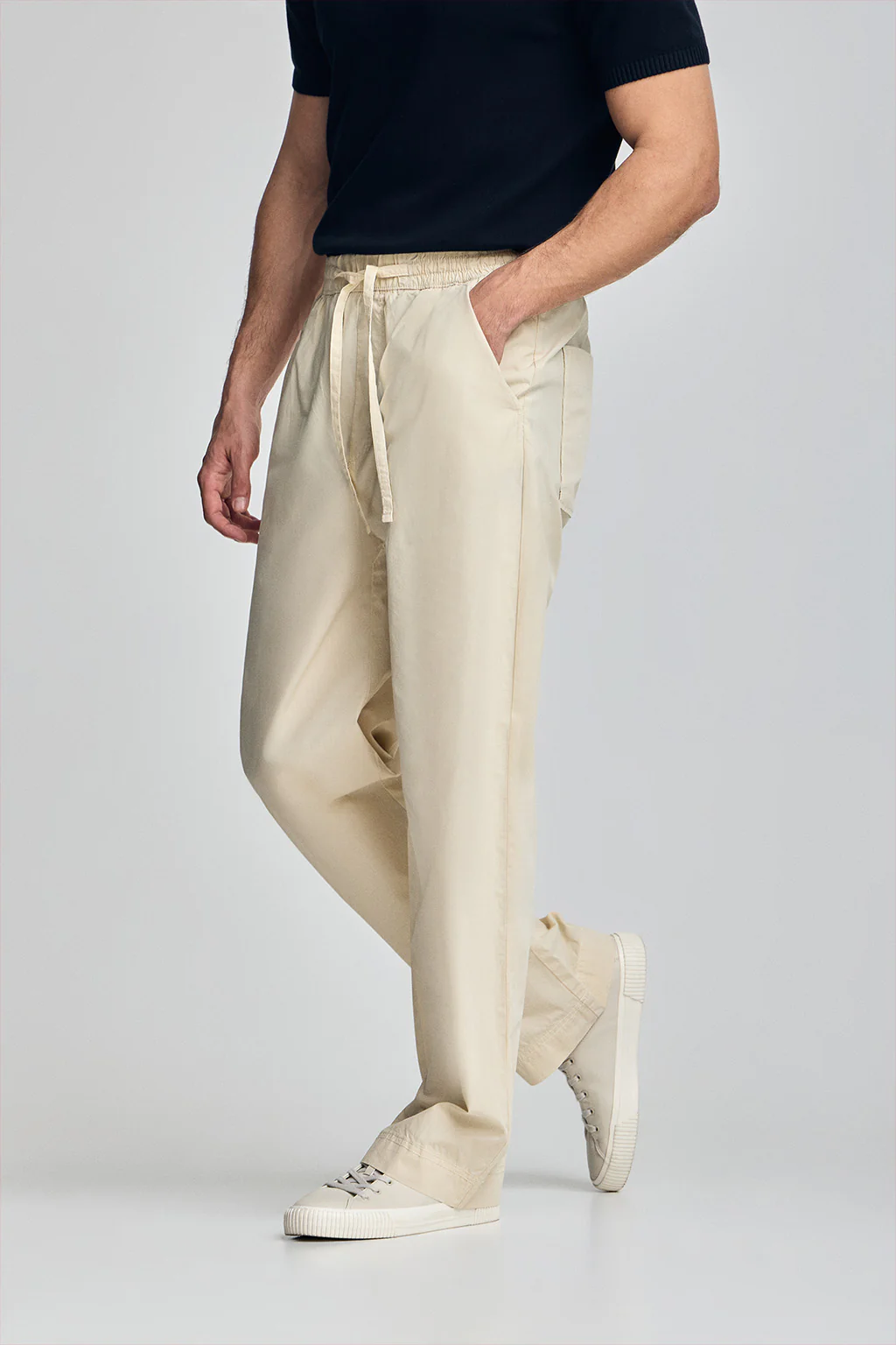 Pantalón Sunset de cintura elástica en beige - Image 4