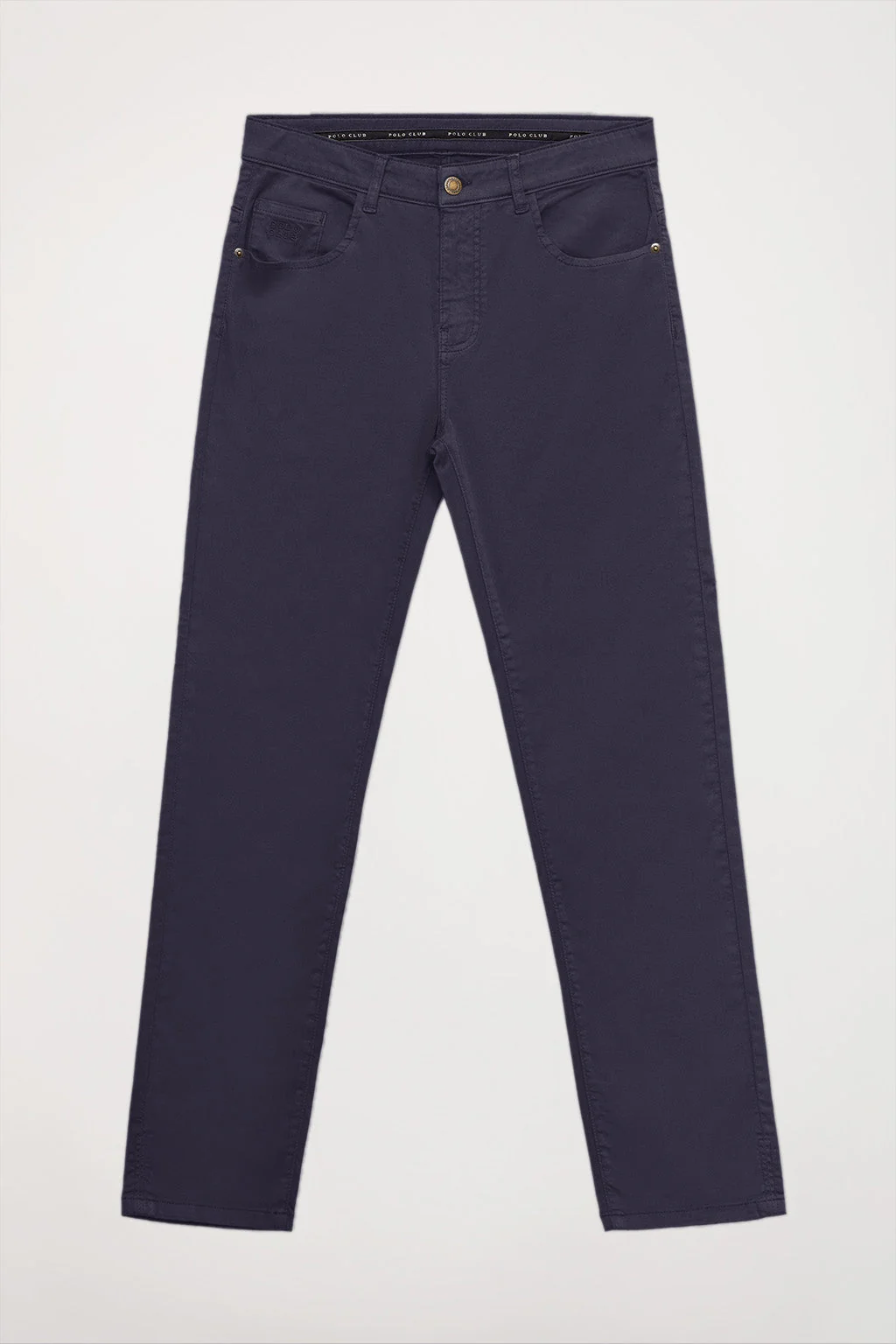 Pantalón azul marino de cinco bolsillos con logo bordado - Image 5