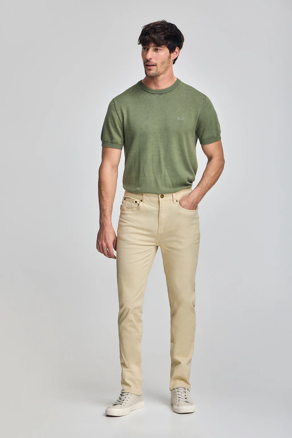Pantalón Slim Voss en beige con cinco bolsillos