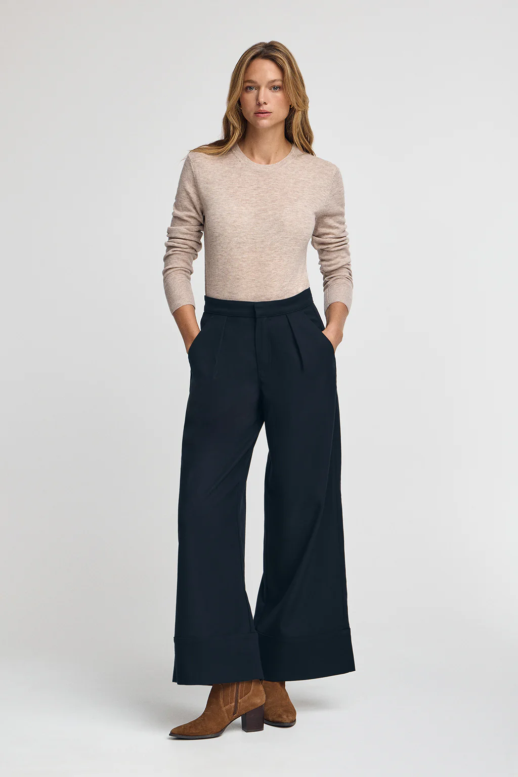 Pantalón azul marino de corte ancho con detalles Polo Club