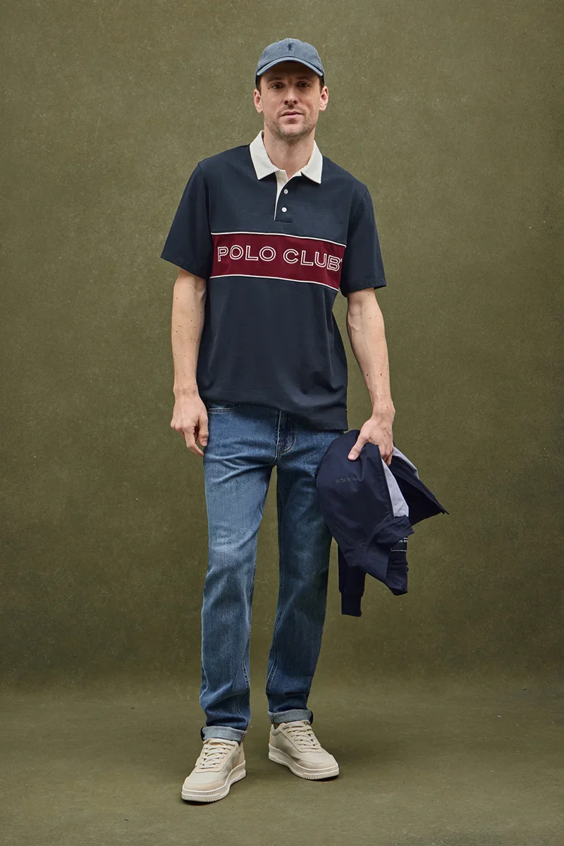 Polo rugby azul marino con bordado Polo Club - Image 2