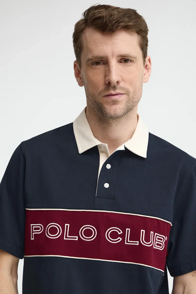 Polo rugby azul marino con bordado Polo Club - Image 3