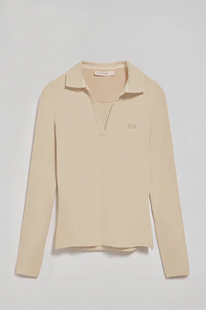 Polo Pia beige sin botones con logo Polo Club engomado - Image 9