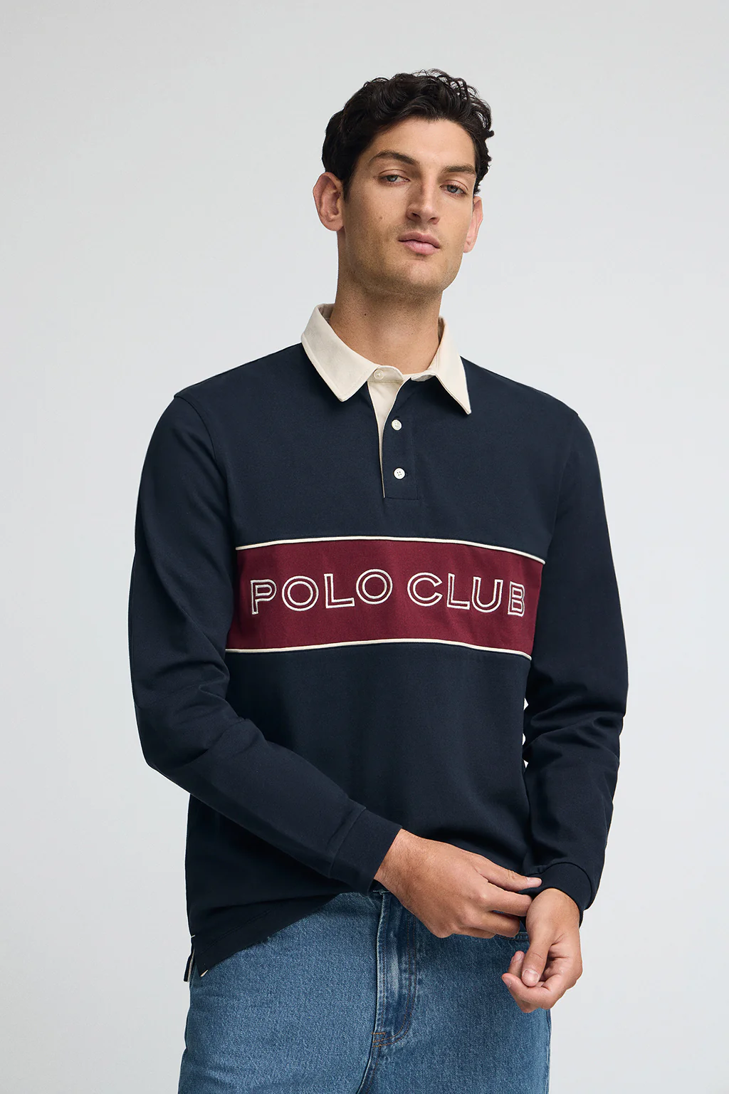 Polo Daviero azul marino con bordado Polo Club - Image 2