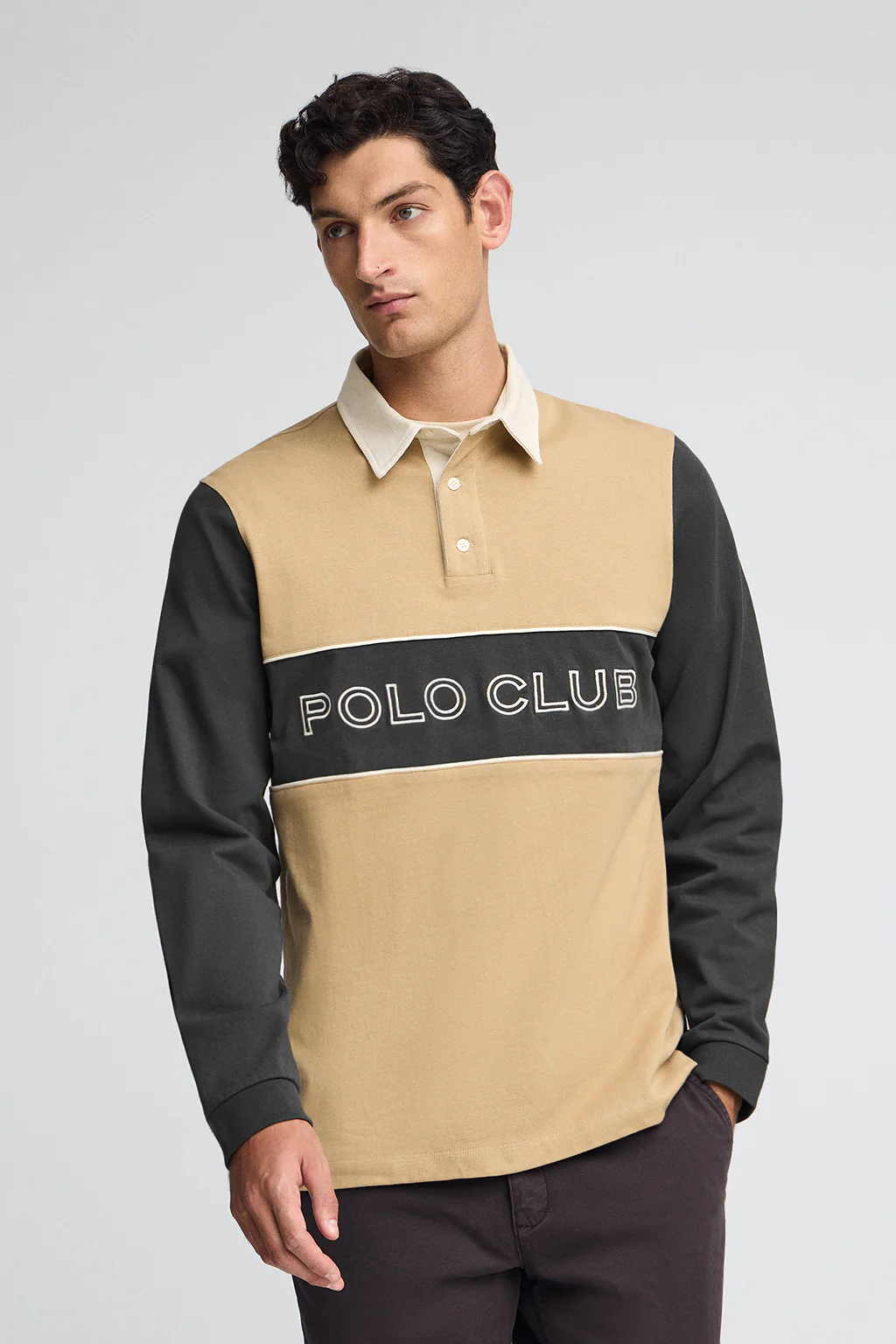 Polo Daviero marrón claro con bordado Polo Club - Image 2