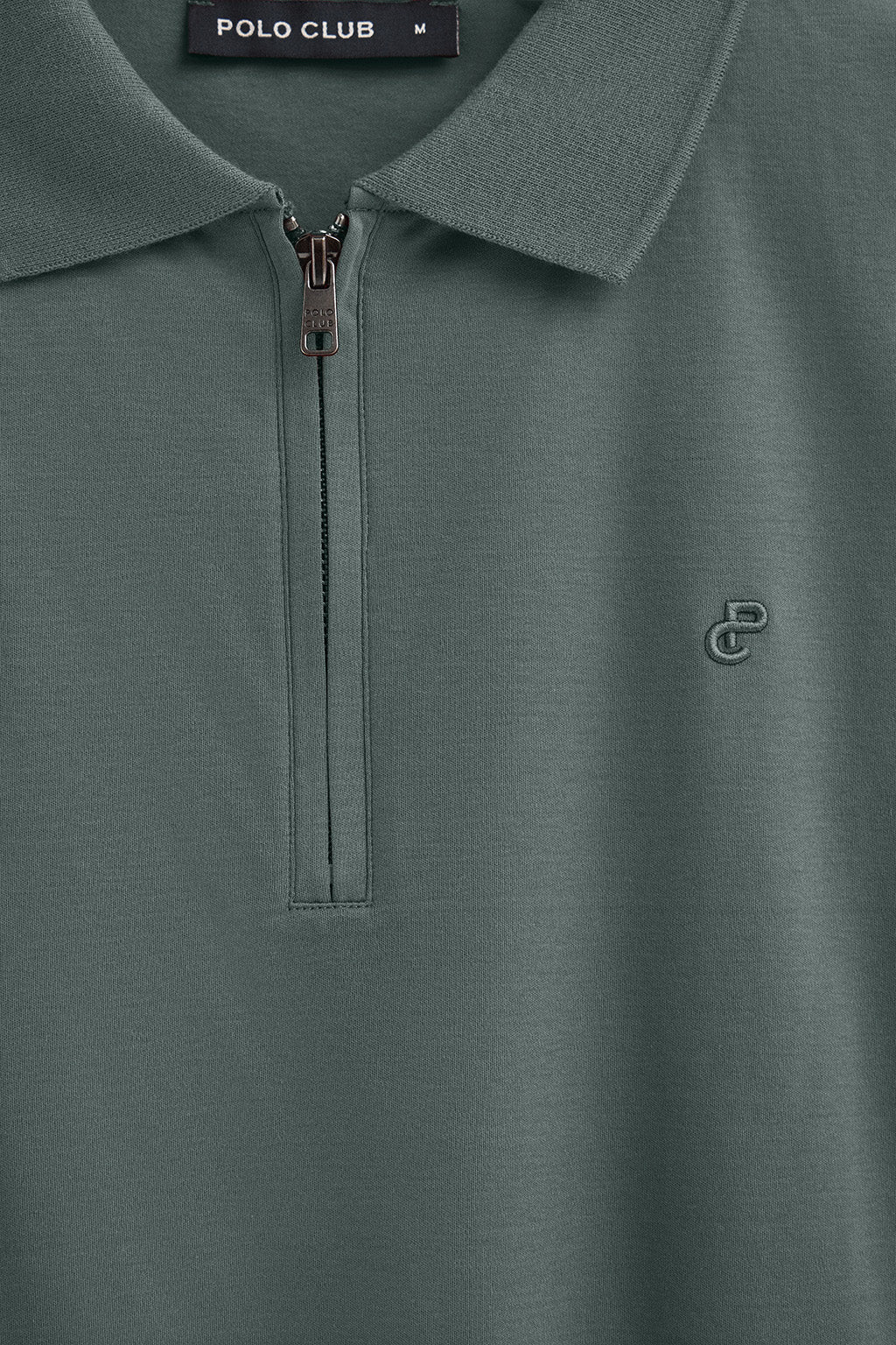 Polo gris piedra Esko con cremallera y monograma bordado - Image 11