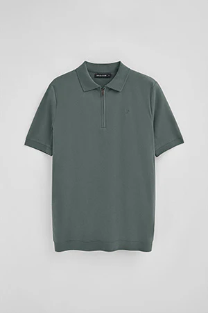 Polo gris piedra Esko con cremallera y monograma bordado - Image 6