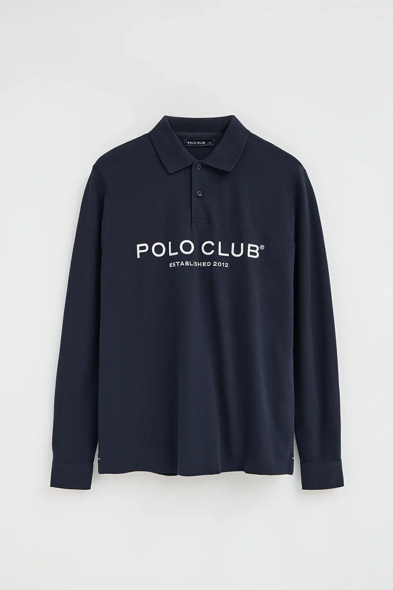 Polo azul marino de manga larga con logo Established 2012 Polo Club - Image 10