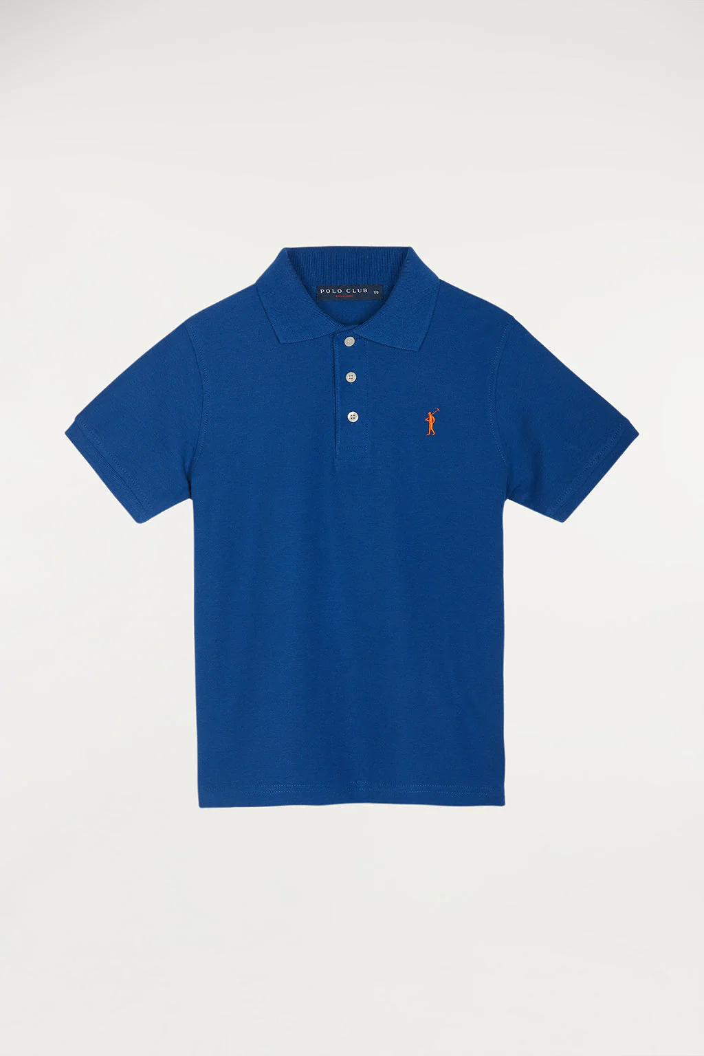 Polo azul royal infantil de manga corta con logo bordado a contraste - Image 5