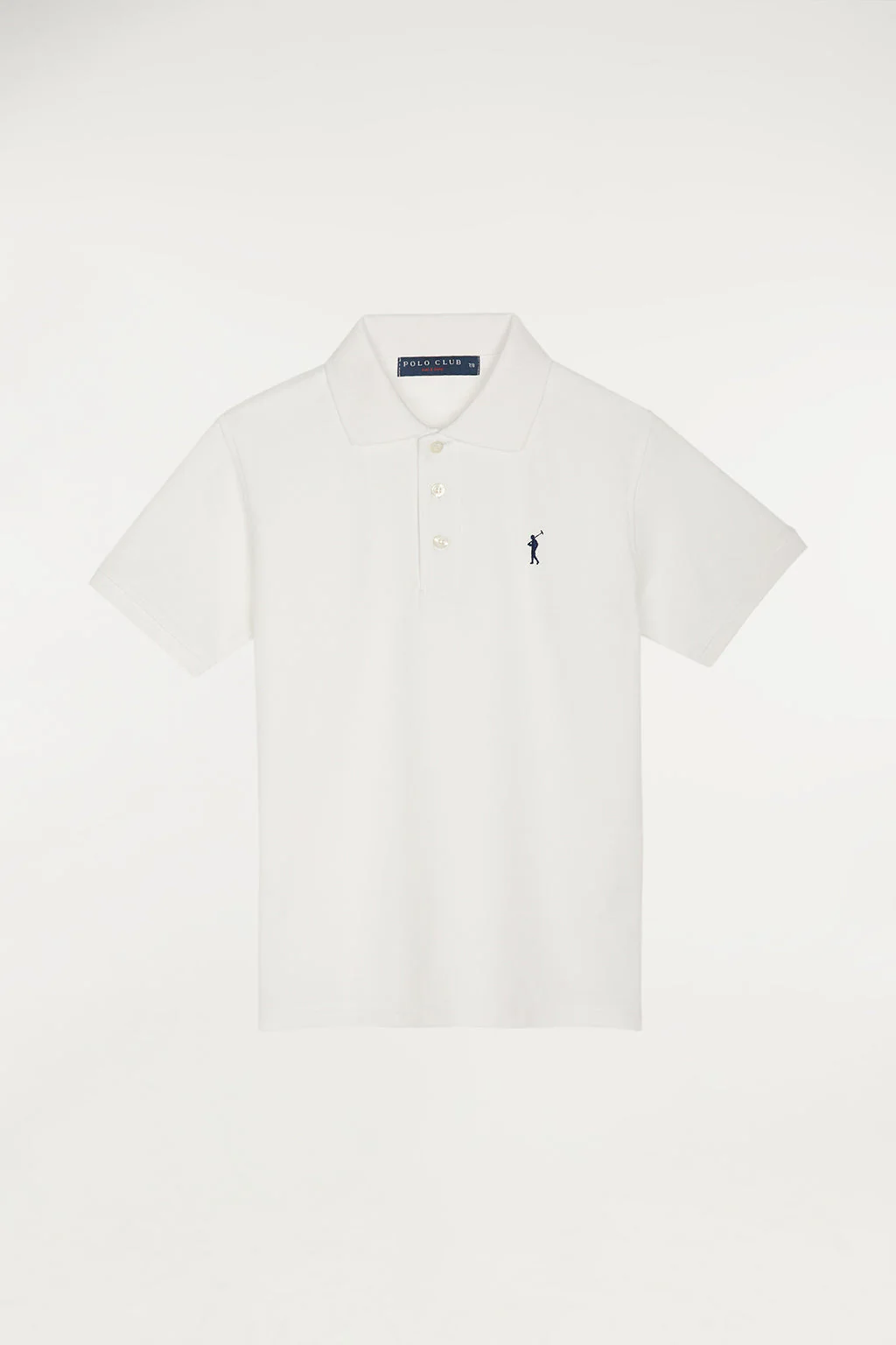 Polo blanco infantil de manga corta con logo bordado a contraste - Image 5