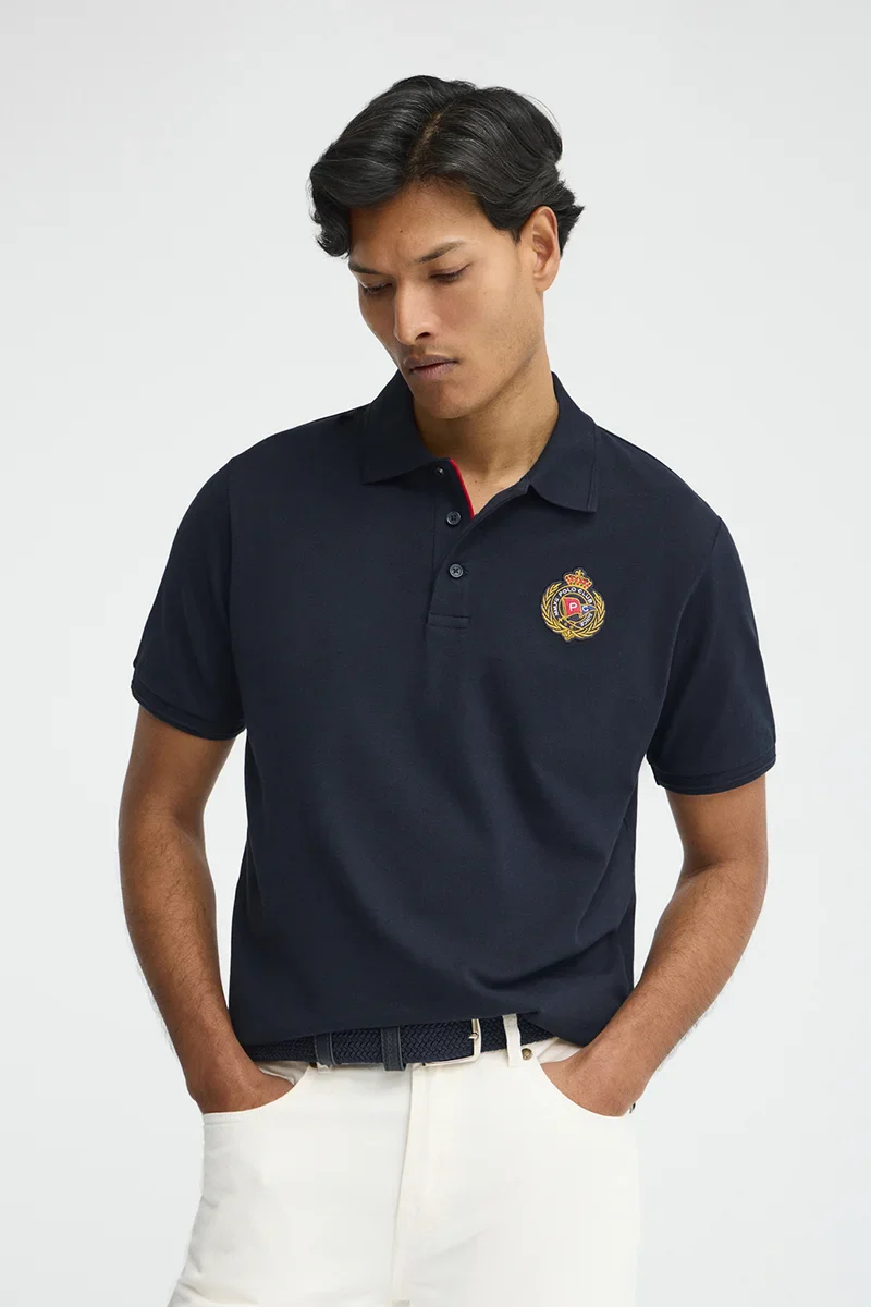 Polo azul marino de corte regular con parche náutico Polo Club