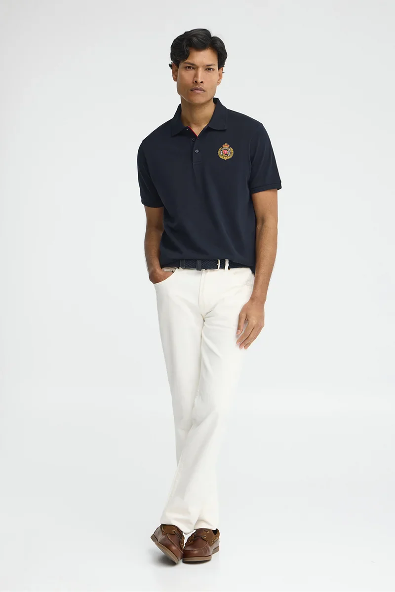 Polo azul marino de corte regular con parche náutico Polo Club - Image 4