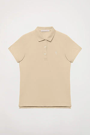 Polo de manga corta piqué color arena con logo Rigby Go - Image 9