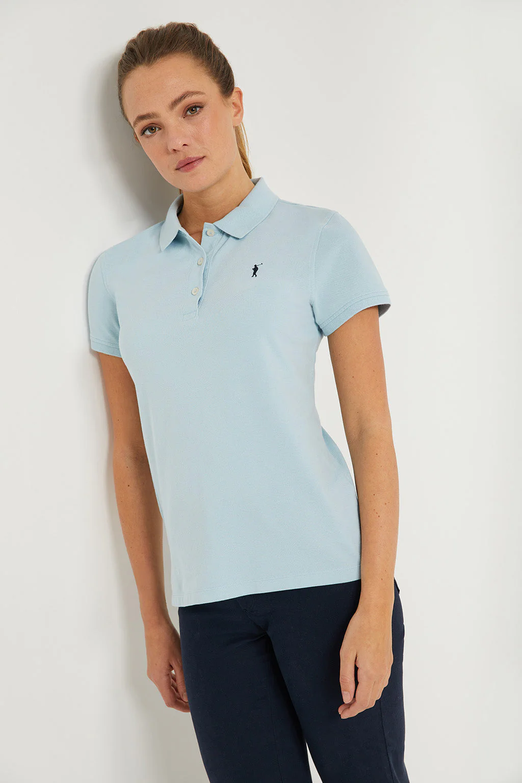 Polo de manga corta piqué azul cielo con logo Rigby Go - Image 5