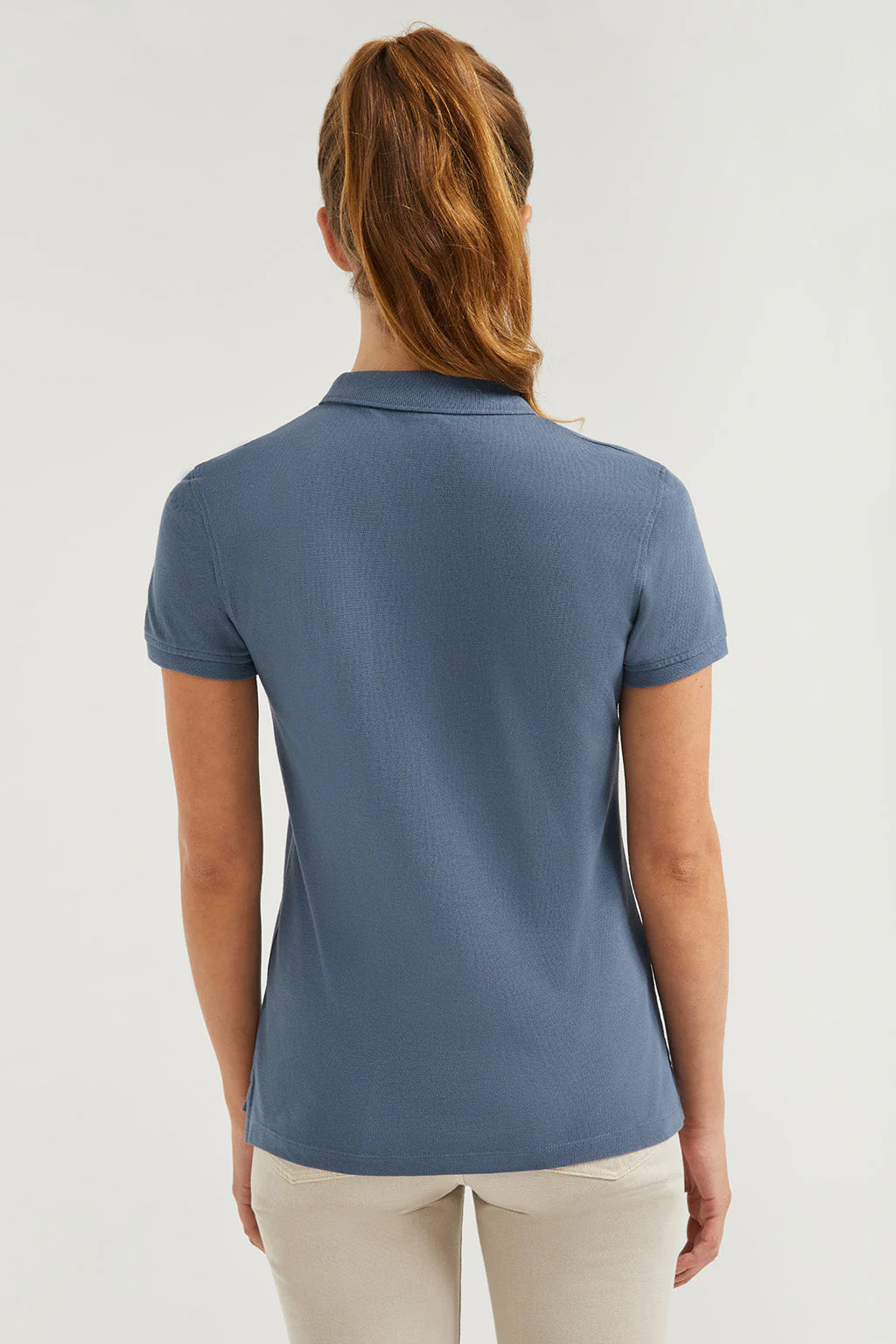 Polo de manga corta piqué azul denim con logo Rigby Go - Image 7
