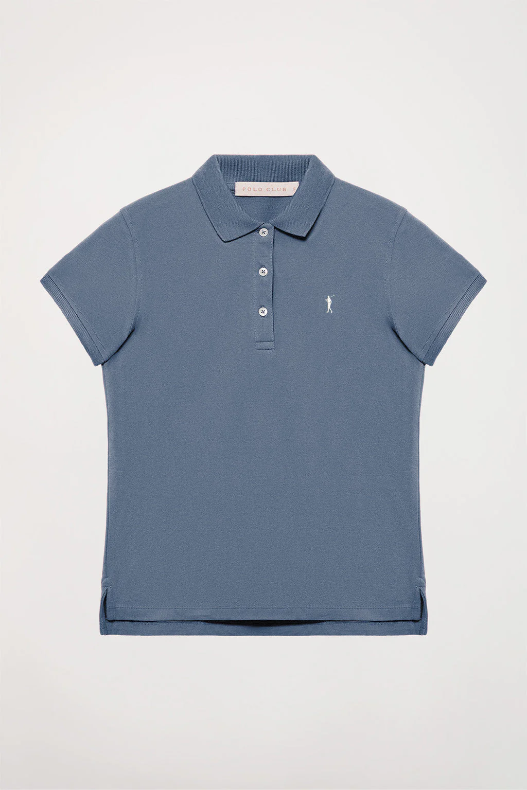 Polo de manga corta piqué azul denim con logo Rigby Go - Image 9