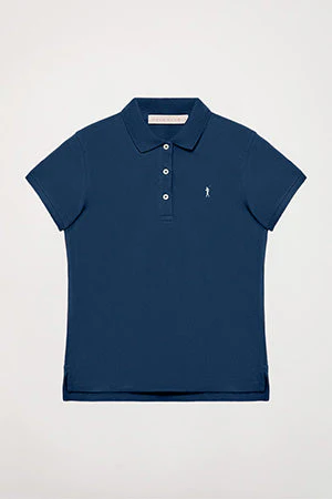 Polo de manga corta piqué azul índigo con logo Rigby Go - Image 9