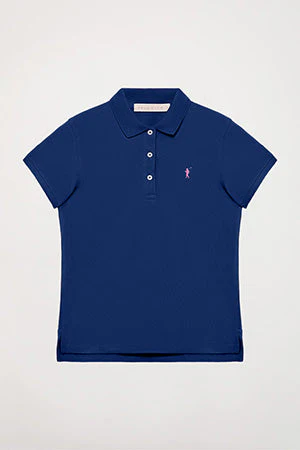 Polo de manga corta piqué azul royal con logo Rigby Go - Image 9