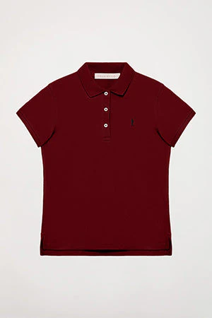 Polo de manga corta piqué granate con logo Rigby Go - Image 8