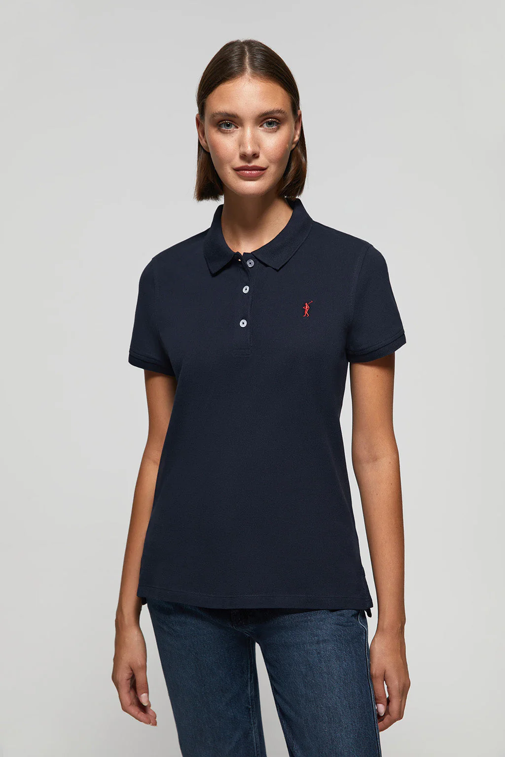 Polo de manga corta piqué azul marino con logo Rigby Go - Image 3