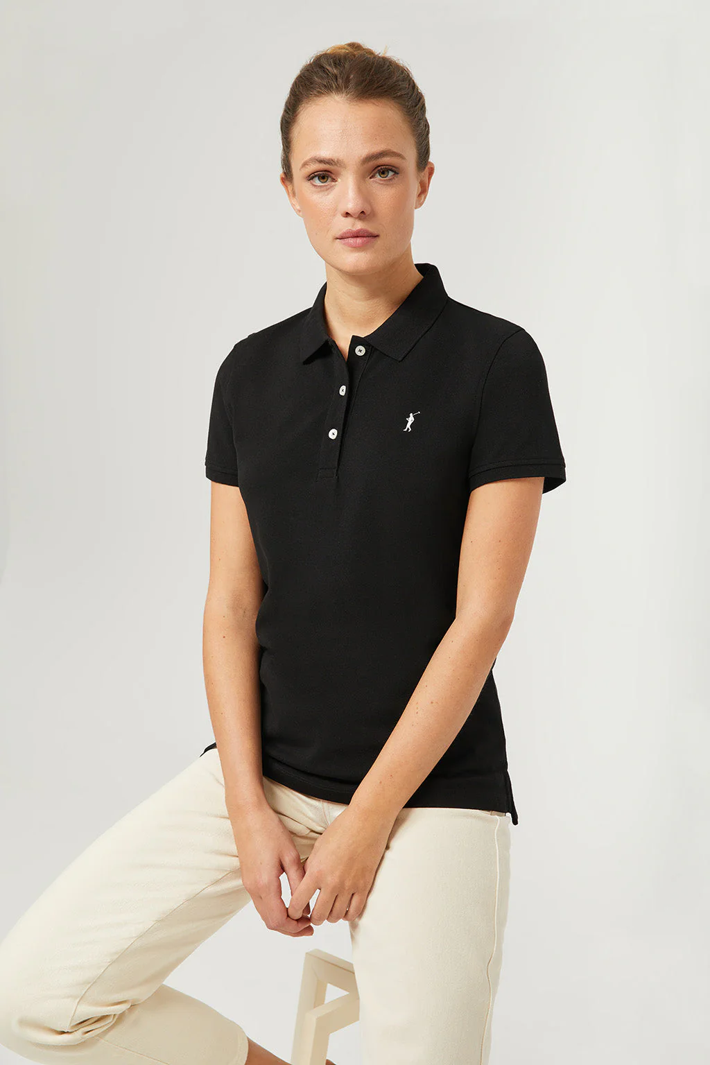 Polo de manga corta piqué negro con logo Rigby Go - Image 5