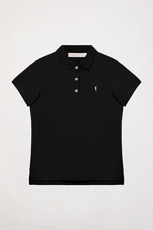 Polo de manga corta piqué negro con logo Rigby Go - Image 9