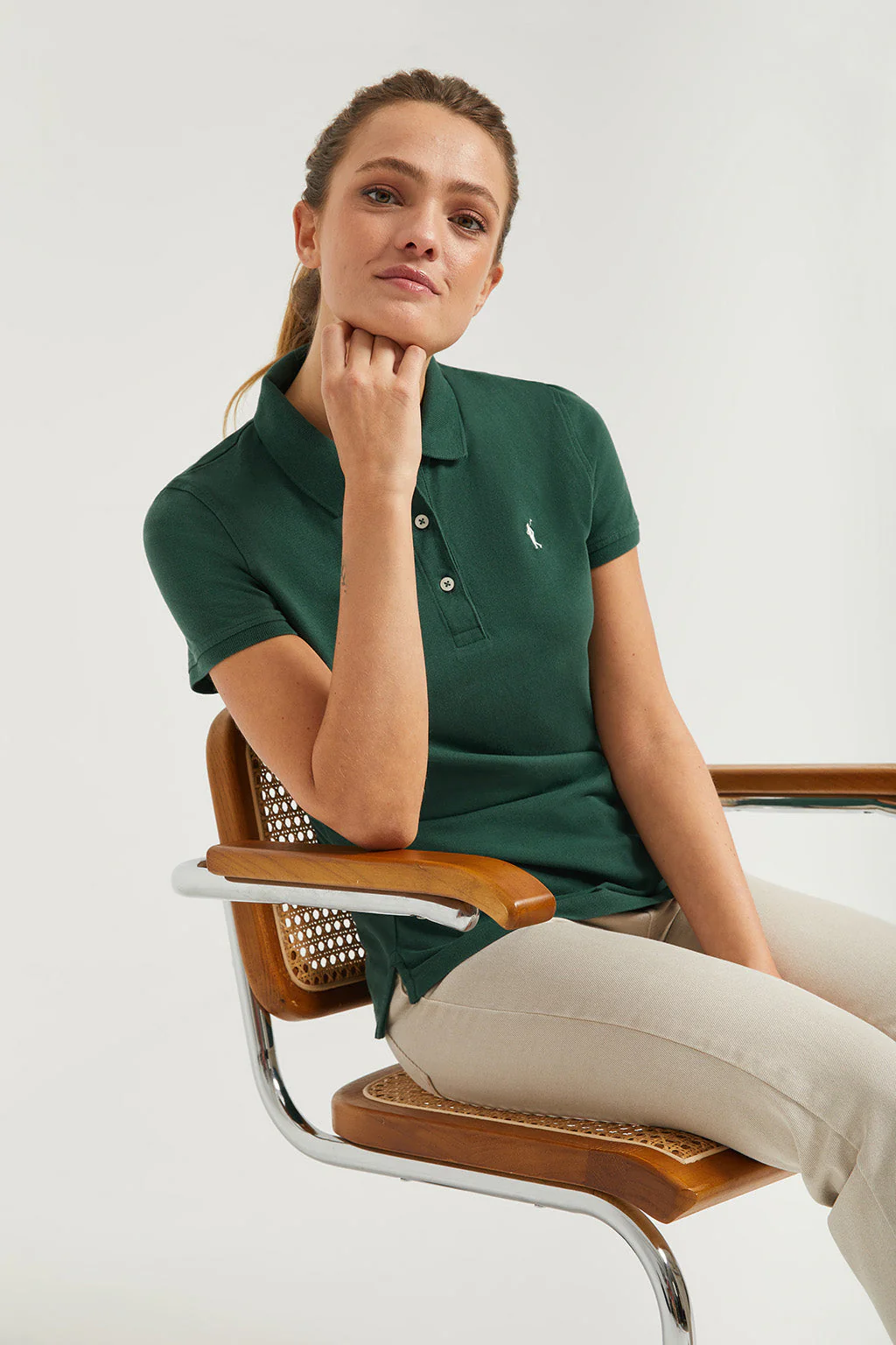 Polo de manga corta piqué verde botella con logo Rigby Go