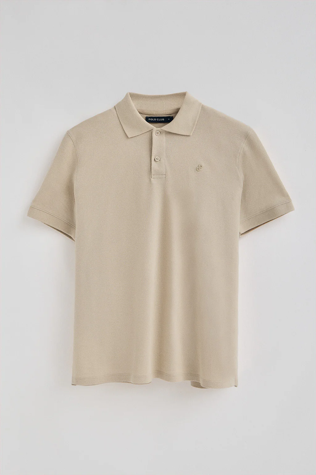 Polo beige de algodón y lino con dos botones y monograma bordado - Image 7
