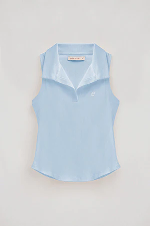 Polo azul claro sin mangas con monograma bordado - Image 6