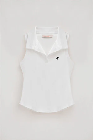 Polo blanco sin mangas con monograma bordado - Image 10