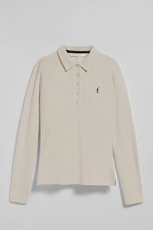 Polo Priyanka beige de cinco botones con bordado Rigby Go - Image 9