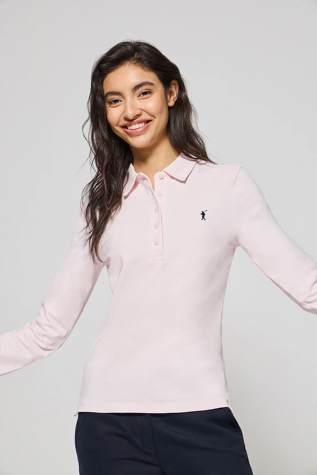 Polo Priyanka rosa de cinco botones con bordado Rigby Go