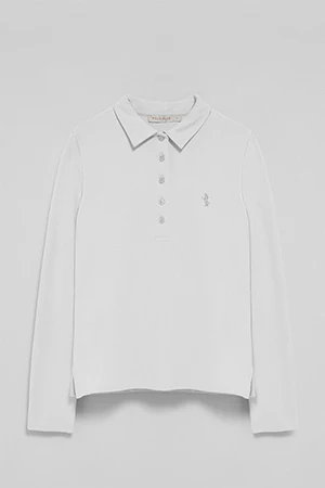 Polo blanco de manga larga de algodón y bordado Rigby Best - Image 6