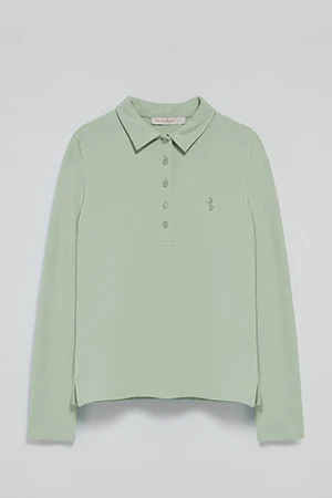 Polo verde jade de manga larga de algodón y bordado Rigby Best - Image 5