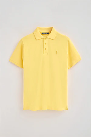 Polo color amarillo claro de piqué de manga corta y bordado Rigby Best - Image 6