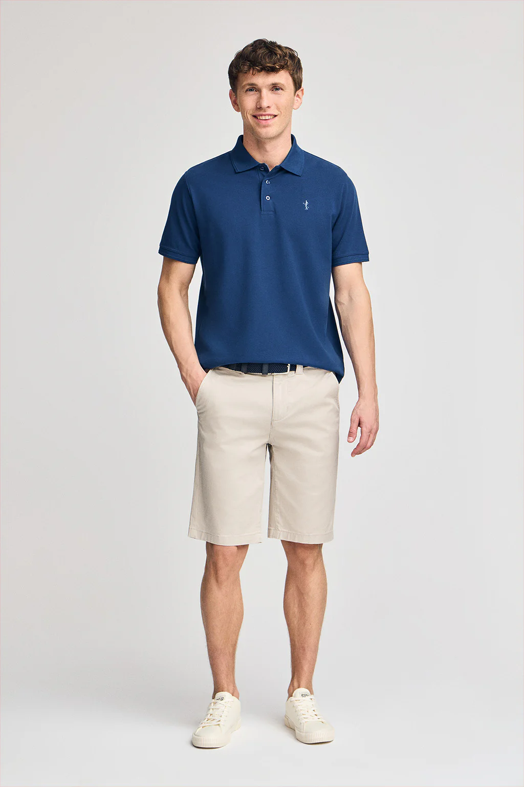 Polo azul índigo de piqué de manga corta y bordado Rigby Best - Image 4