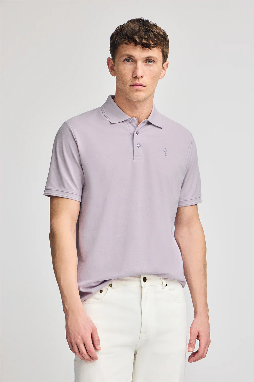 Polo color lavanda de piqué de manga corta y bordado Rigby Best