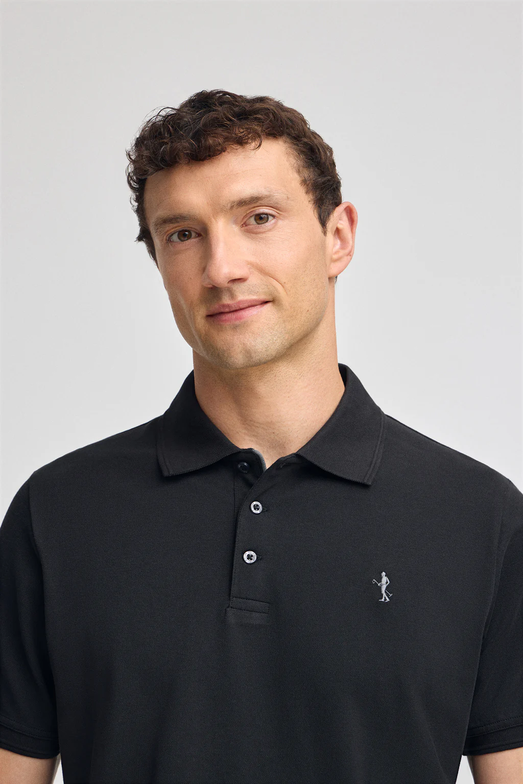 Polo negro de piqué de manga corta y bordado Rigby Best - Image 2