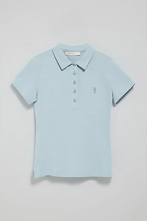 Polo azul claro de manga corta de algodón y bordado Rigby Best - Image 6