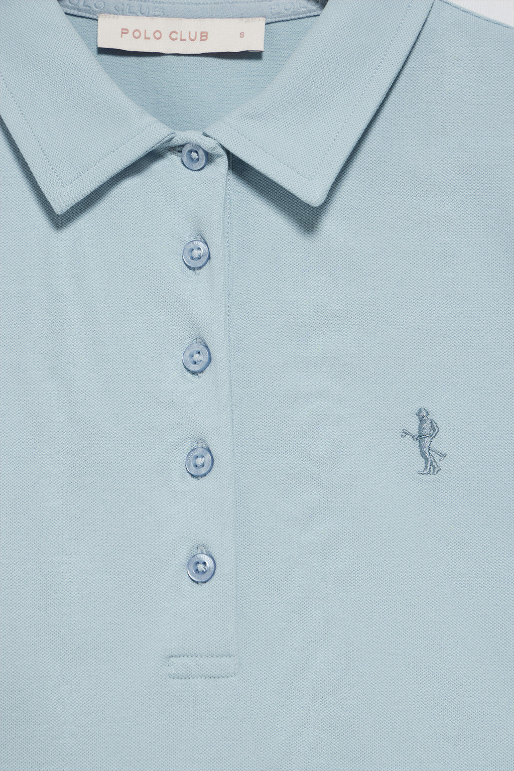 Polo azul claro de manga corta de algodón y bordado Rigby Best - Image 9