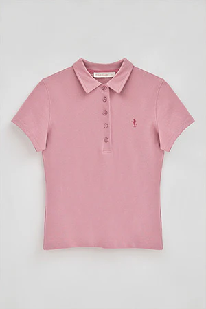 Polo rosa empolvado de manga corta de algodón y bordado Rigby Best - Image 8