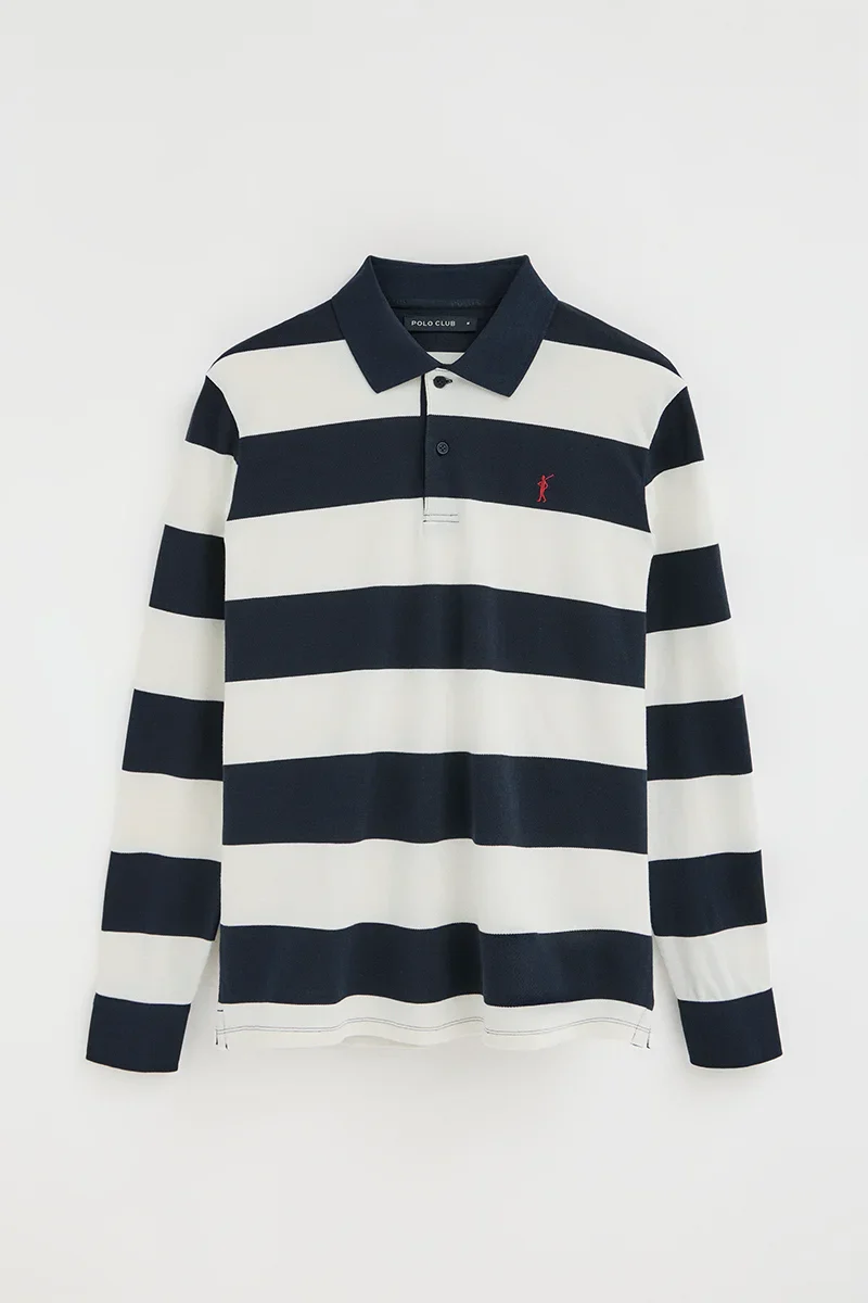 Polo de rayas azul marino y color crudo Polo Club - Image 10