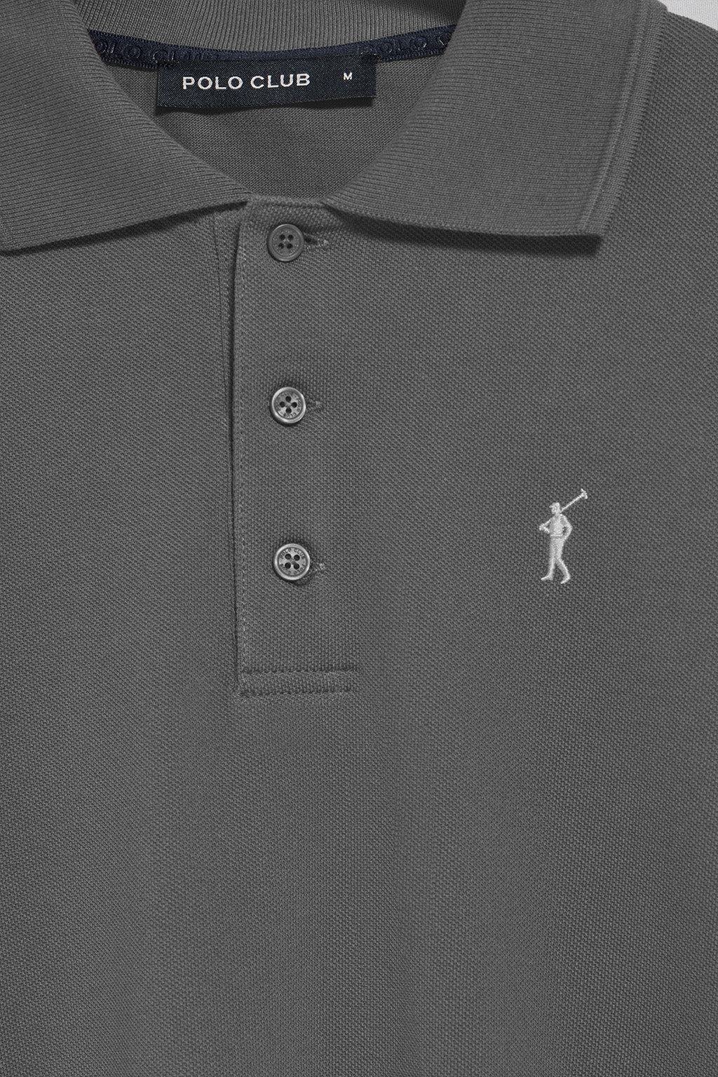 Polo de manga larga de tres botones en gris asfalto con logo Rigby Go - Image 6
