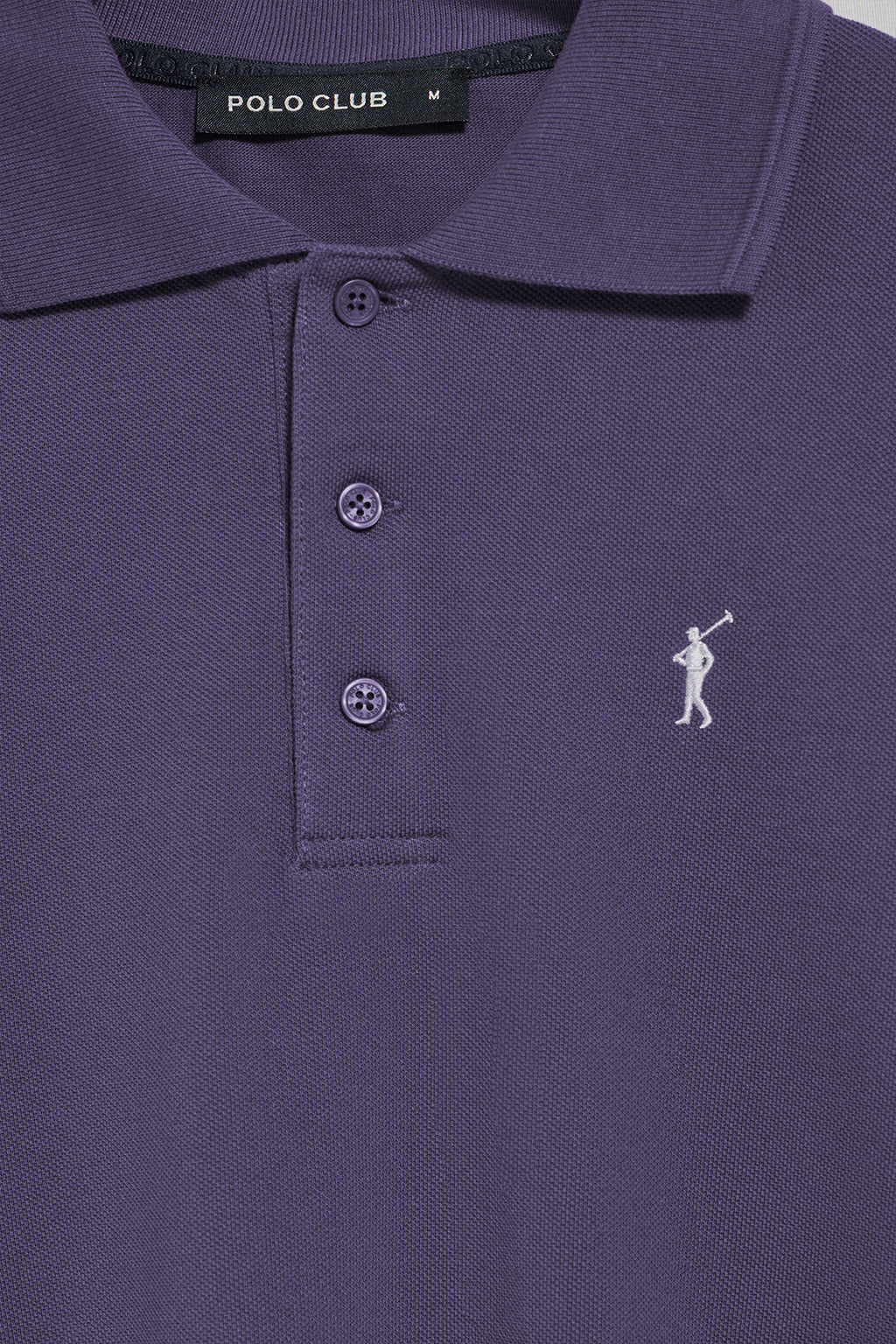 Polo de manga larga de tres botones en azul océano con logo Rigby Go - Image 6