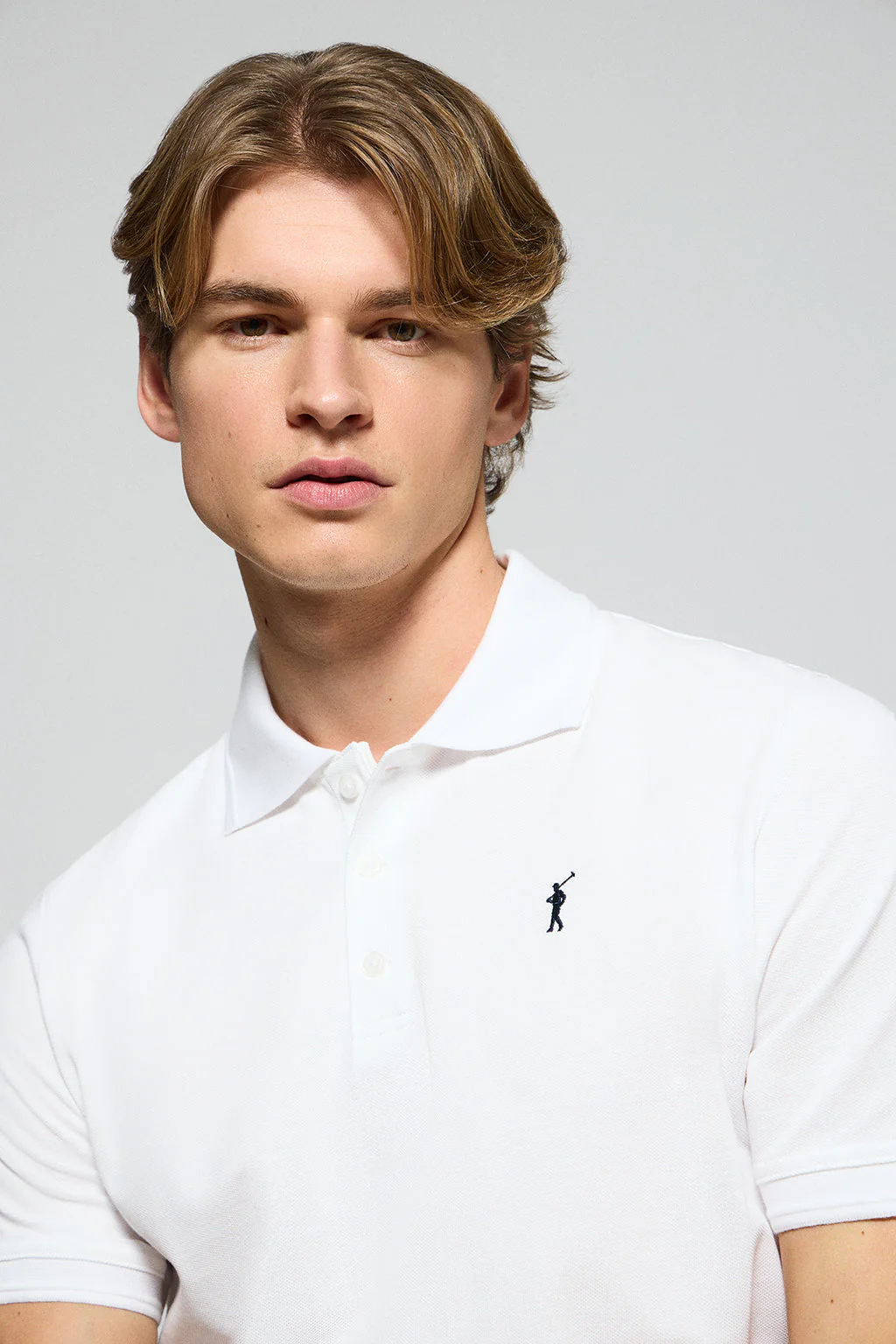 Polo de tres botones blanco con logo bordado Rigby Go - Image 2