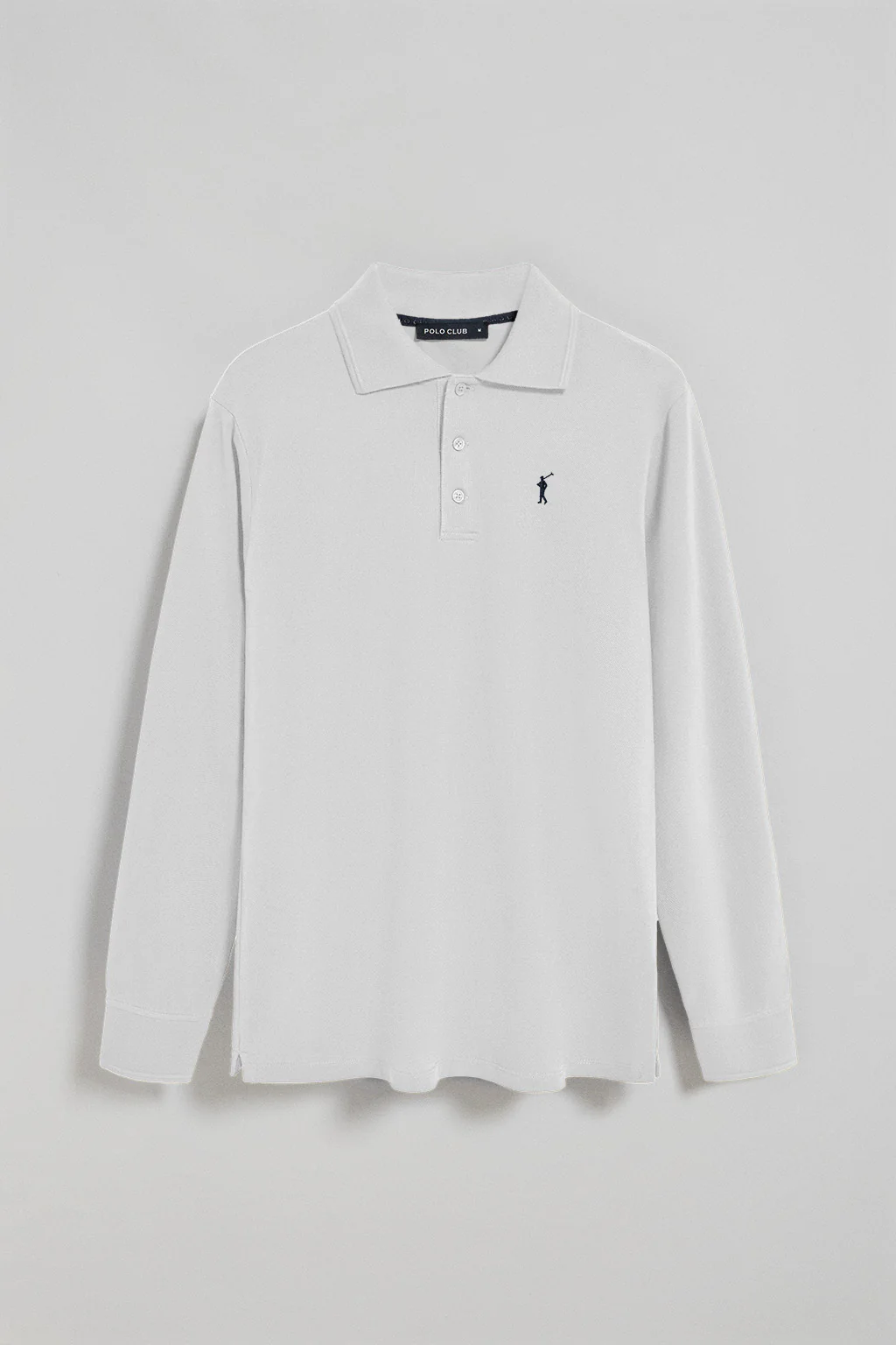 Polo de manga larga de tres botones en blanco con logo Rigby Go - Image 8