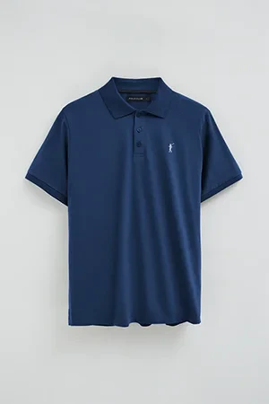 Polo azul índigo de corte regular en tejido de camiseta con bordado Rigby Go - Image 10