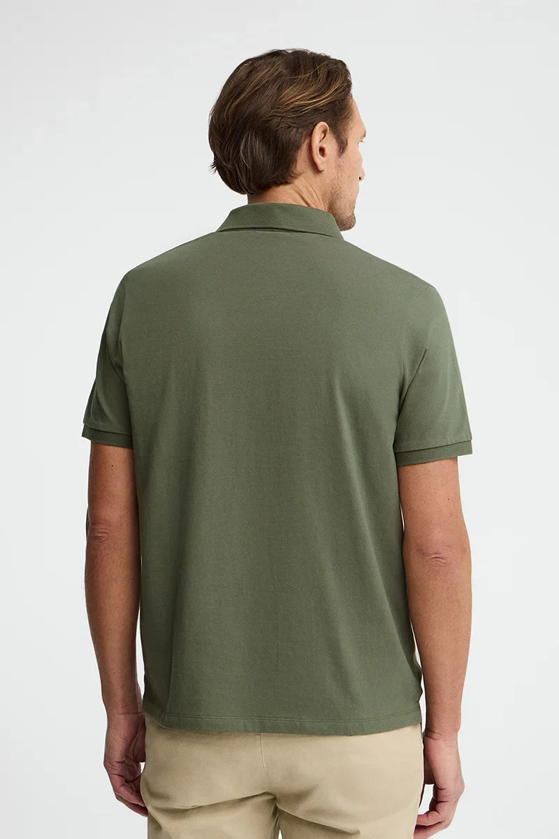 Polo verde de corte regular en tejido de camiseta con bordado Rigby Go - Image 4