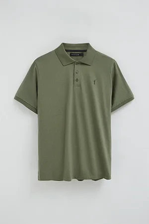 Polo verde de corte regular en tejido de camiseta con bordado Rigby Go - Image 9
