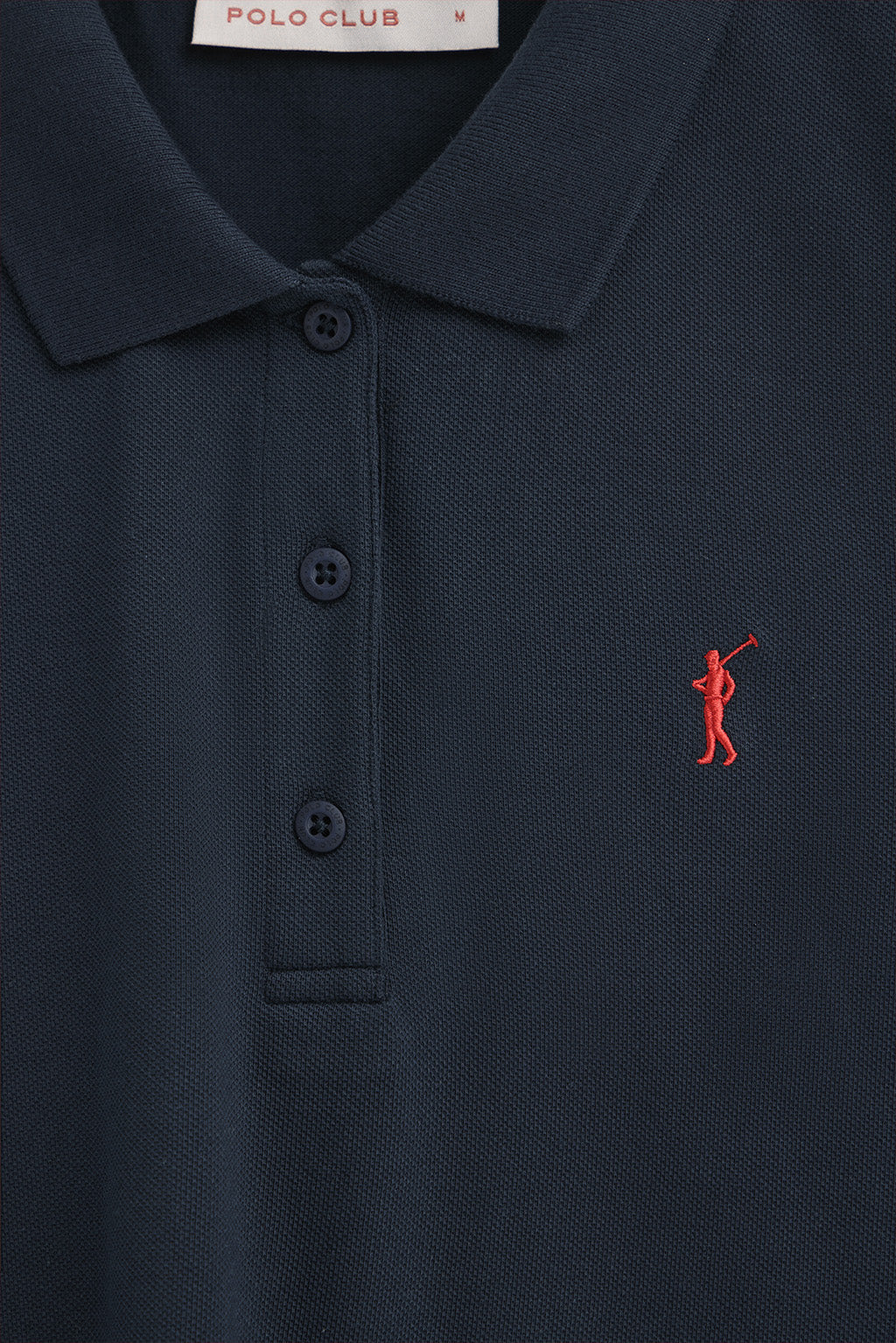 Polo azul oscuro de manga larga y cuello de tres botones con bordado Rigby Go - Image 6